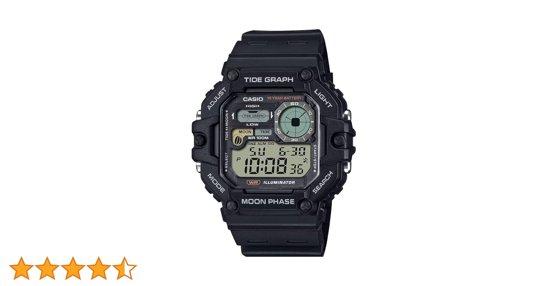 CASIO 腕時計 3744 ムーンフェイス ブラック CASIO 腕時計 3744 ムーンフェイス ブラック - メルカリ